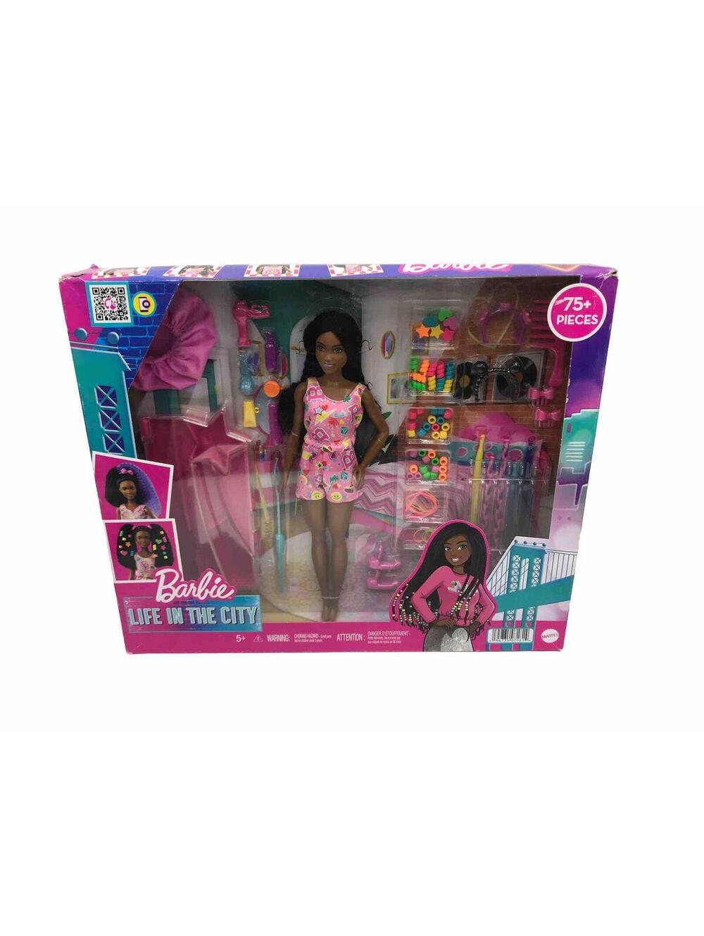 Barbie Dolls Playset Hairstyling Braid & Hair Care Accessories 75-Piece Set